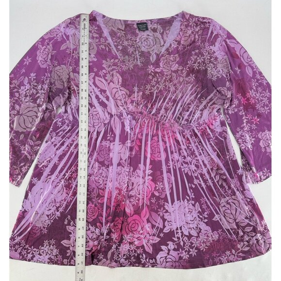 Faded Glory‎ Purple V-Neck 3/4 Sleeve Liquid Knit Pullover Blouse 3x Fairycore - Picture 12 of 12